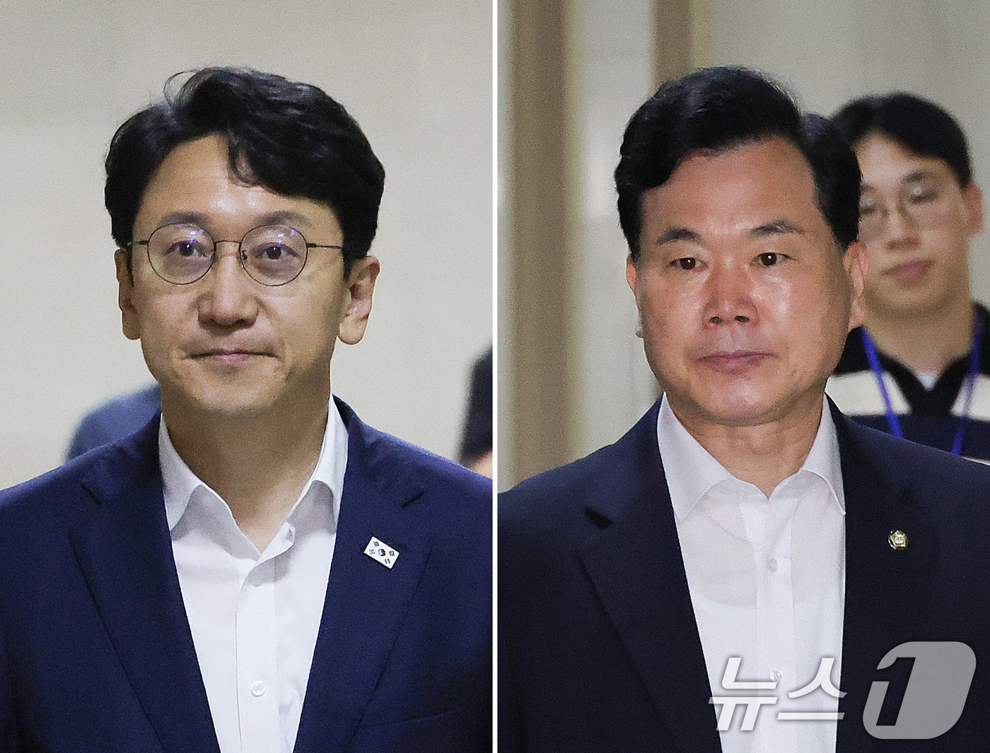 (서울=뉴스1) 신웅수 기자 = 천준호 더불어민주당 원내수석부대표가 12일 서울 여의도 국회에서 열린 김승수 국민의힘 원내수석부대표와의 회동에 참석하고 있다. 2026.6.12/뉴 …