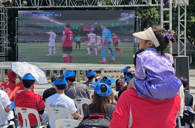 아빠 어깨 위에서 '대한민국'
