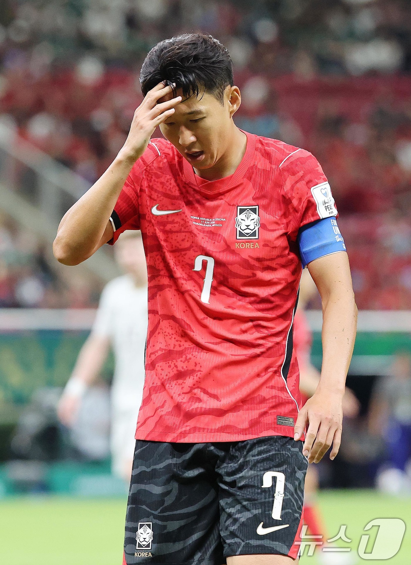 (과달라하라(멕시코)=뉴스1) 임세영 기자 = 대한민국 축구국가대표팀 손흥민이 11일(현지시간) 멕시코 할리스코주 사포판 과달라하라 스타디움에서 열린 2026 북중미 월드컵 A조 …