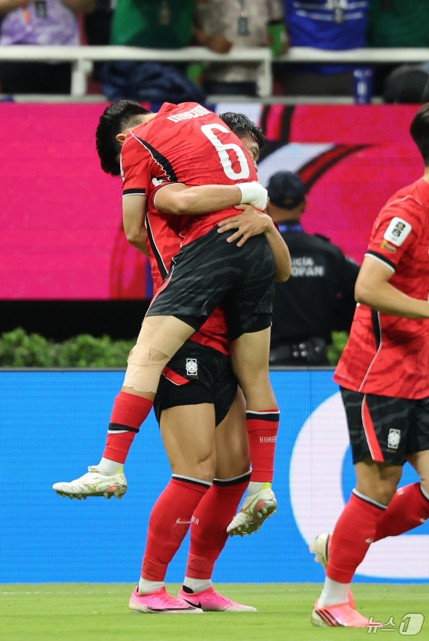 (과달라하라(멕시코)=뉴스1) 박지혜 기자 = 대한민국 축구국가대표팀 오현규가 11일(현지시간) 멕시코 할리스코주 사포판 과달라하라 스타디움에서 열린 2026 북중미 월드컵 A조 …