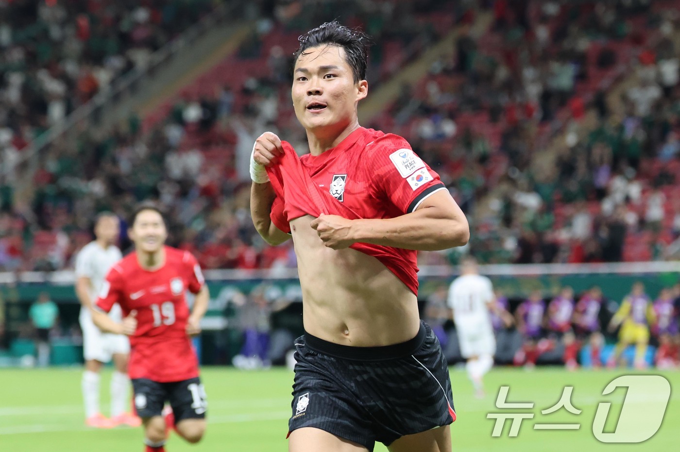 (과달라하라(멕시코)=뉴스1) 임세영 기자 = 대한민국 축구국가대표팀 오현규가 11일(현지시간) 멕시코 할리스코주 사포판 과달라하라 스타디움에서 열린 2026 북중미 월드컵 A조 …