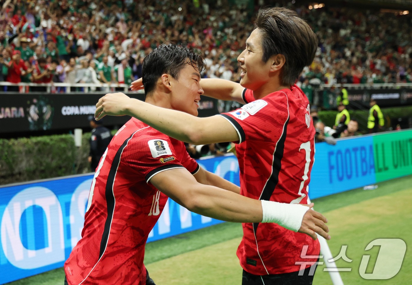 (과달라하라(멕시코)=뉴스1) 임세영 기자 = 대한민국 축구국가대표팀 오현규가 11일(현지시간) 멕시코 할리스코주 사포판 과달라하라 스타디움에서 열린 2026 북중미 월드컵 A조 …