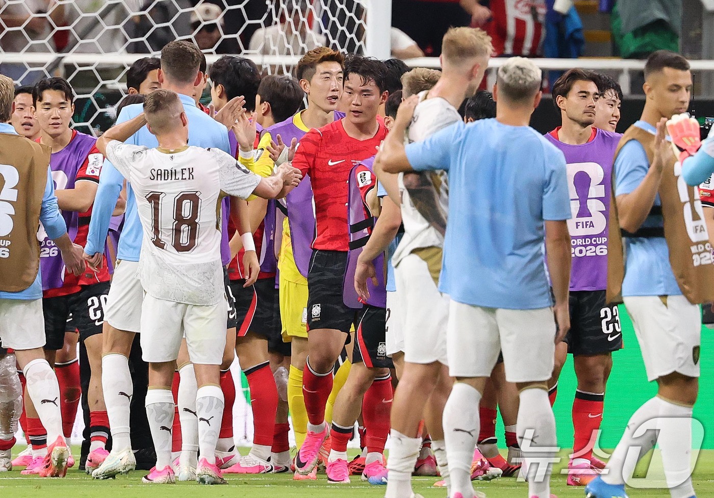 (과달라하라(멕시코)=뉴스1) 임세영 기자 = 대한민국 축구국가대표팀 오현규가 11일(현지시간) 멕시코 할리스코주 사포판 과달라하라 스타디움에서 열린 2026 북중미 월드컵 A조 …
