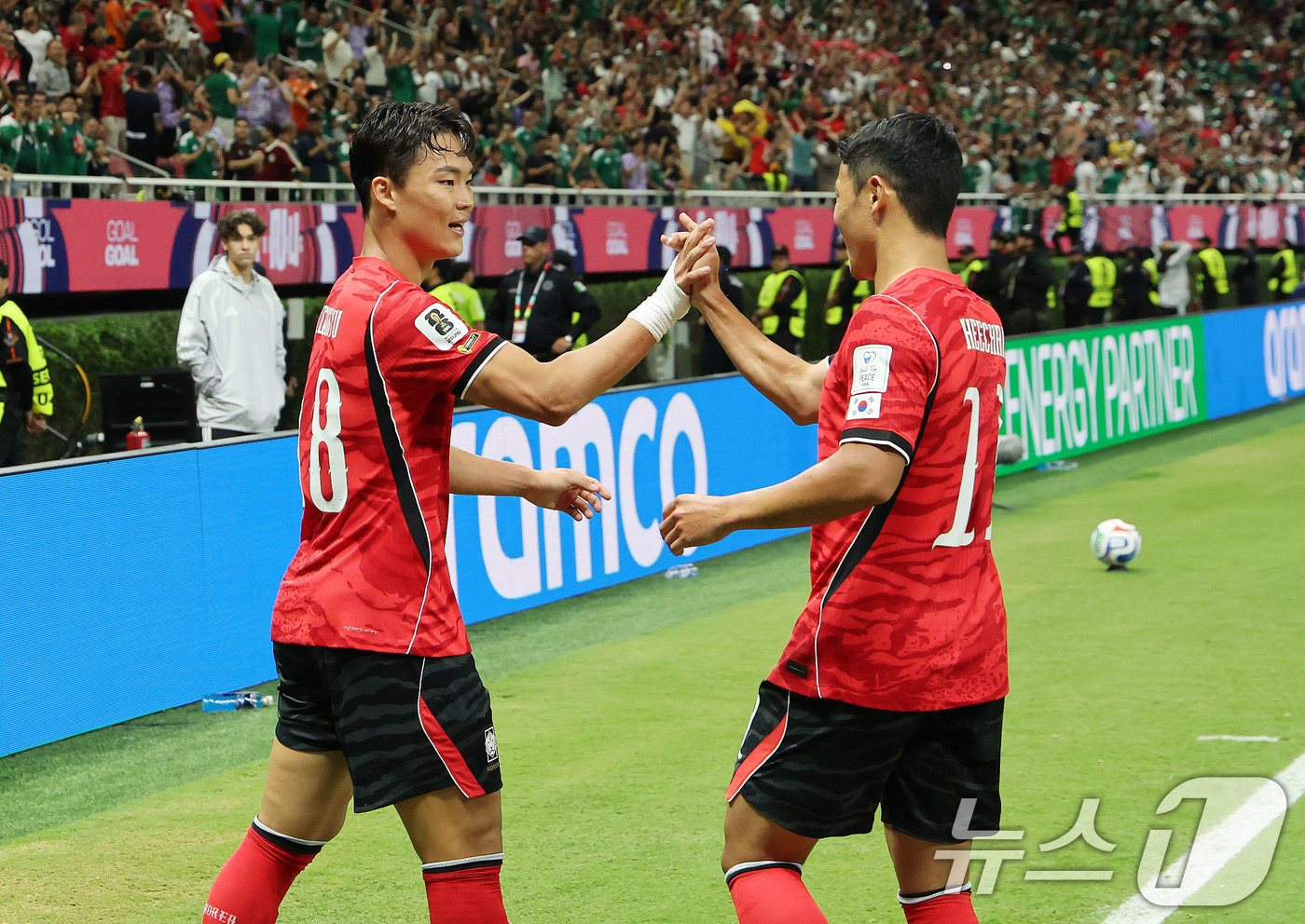 (과달라하라(멕시코)=뉴스1) 임세영 기자 = 대한민국 축구국가대표팀 오현규가 11일(현지시간) 멕시코 할리스코주 사포판 과달라하라 스타디움에서 열린 2026 북중미 월드컵 A조 …