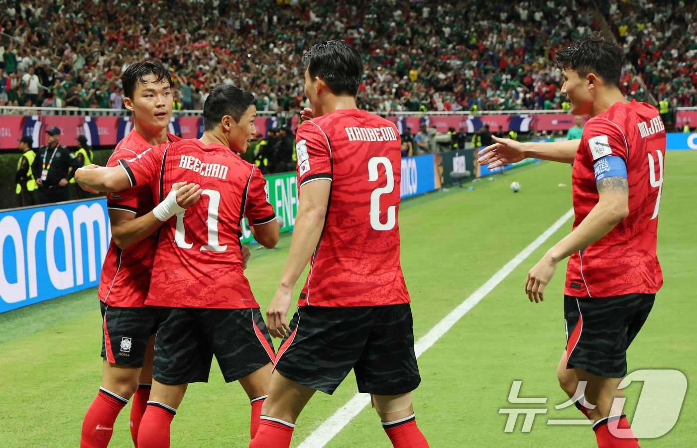 (과달라하라(멕시코)=뉴스1) 임세영 기자 = 대한민국 축구국가대표팀 오현규가 11일(현지시간) 멕시코 할리스코주 사포판 과달라하라 스타디움에서 열린 2026 북중미 월드컵 A조 …