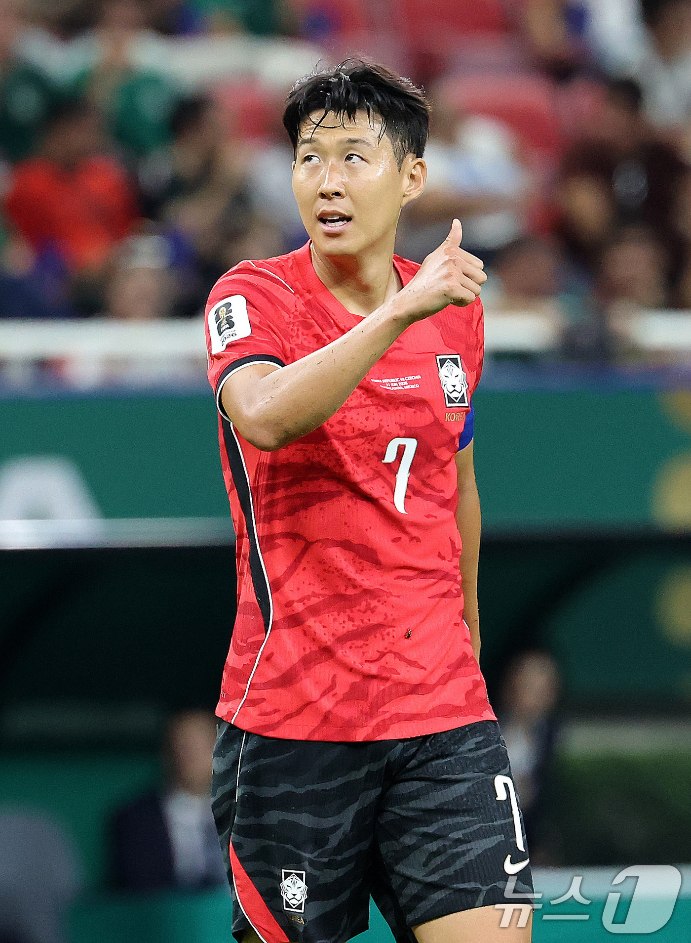 (과달라하라(멕시코)=뉴스1) 임세영 기자 = 대한민국 축구국가대표팀 손흥민이 11일(현지시간) 멕시코 할리스코주 사포판 과달라하라 스타디움에서 열린 2026 북중미 월드컵 A조 …