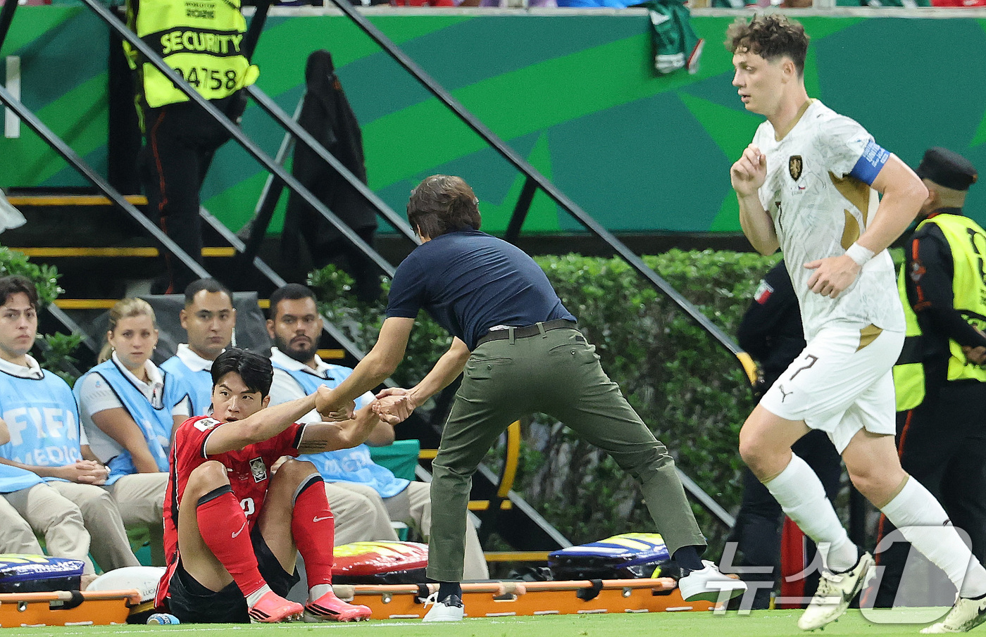 (과달라하라(멕시코)=뉴스1) 임세영 기자 = 홍명보 대한민국 축구국가대표팀 감독이 11일(현지시간) 멕시코 할리스코주 사포판 과달라하라 스타디움에서 열린 2026 북중미 월드컵 …