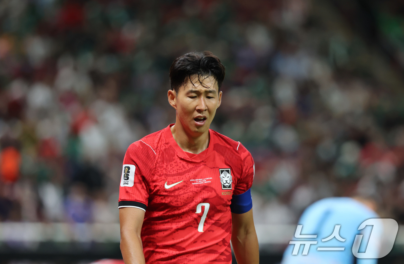 (과달라하라(멕시코)=뉴스1) 박지혜 기자 = 대한민국 축구 국가대표팀 손흥민이 11일(현지시간) 멕시코 할리스코주 사포판 과달라하라 스타디움에서 열린 2026 북중미 월드컵 A조 …
