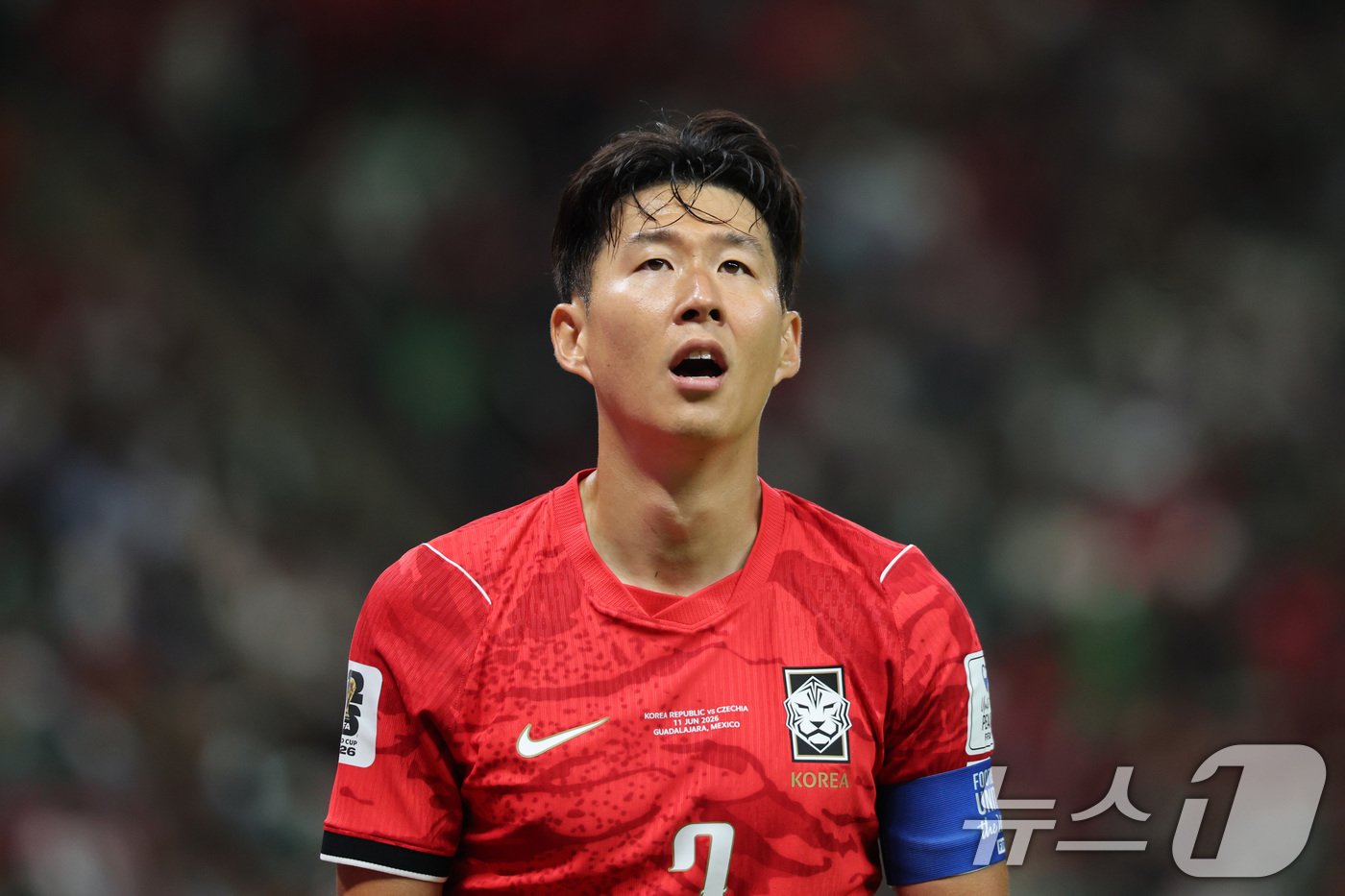 (과달라하라(멕시코)=뉴스1) 박지혜 기자 = 대한민국 축구 국가대표팀 손흥민이 11일(현지시간) 멕시코 할리스코주 사포판 과달라하라 스타디움에서 열린 2026 북중미 월드컵 A조 …