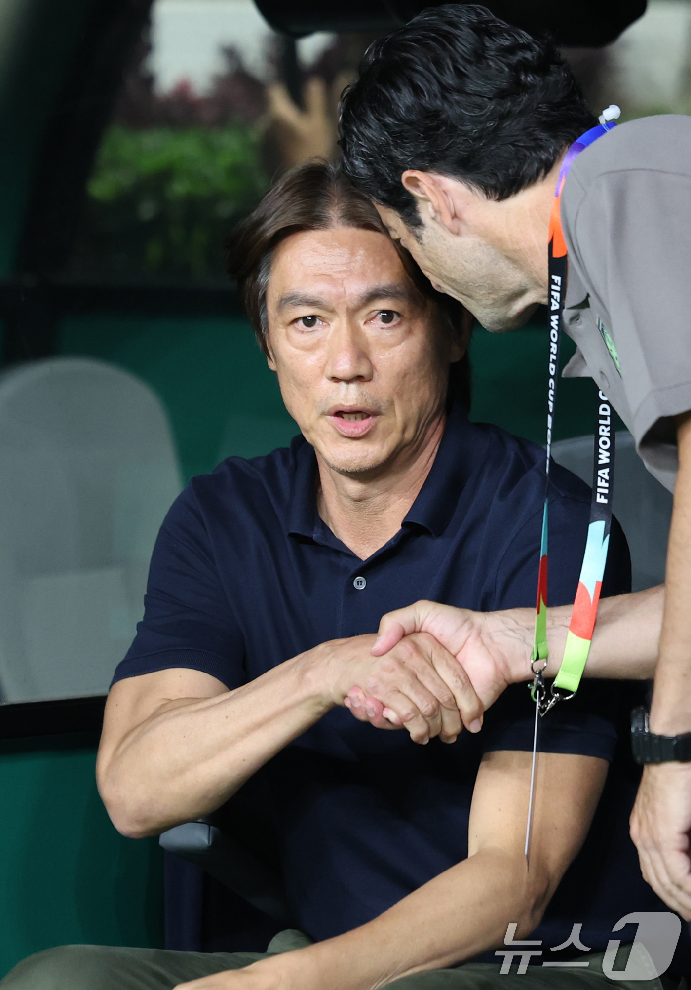 (과달라하라(멕시코)=뉴스1) 박지혜 기자 = 홍명보 대한민국 축구국가대표팀 감독이 11일(현지시간) 멕시코 할리스코주 사포판 과달라하라 스타디움에서 열린 2026 북중미 월드컵 …