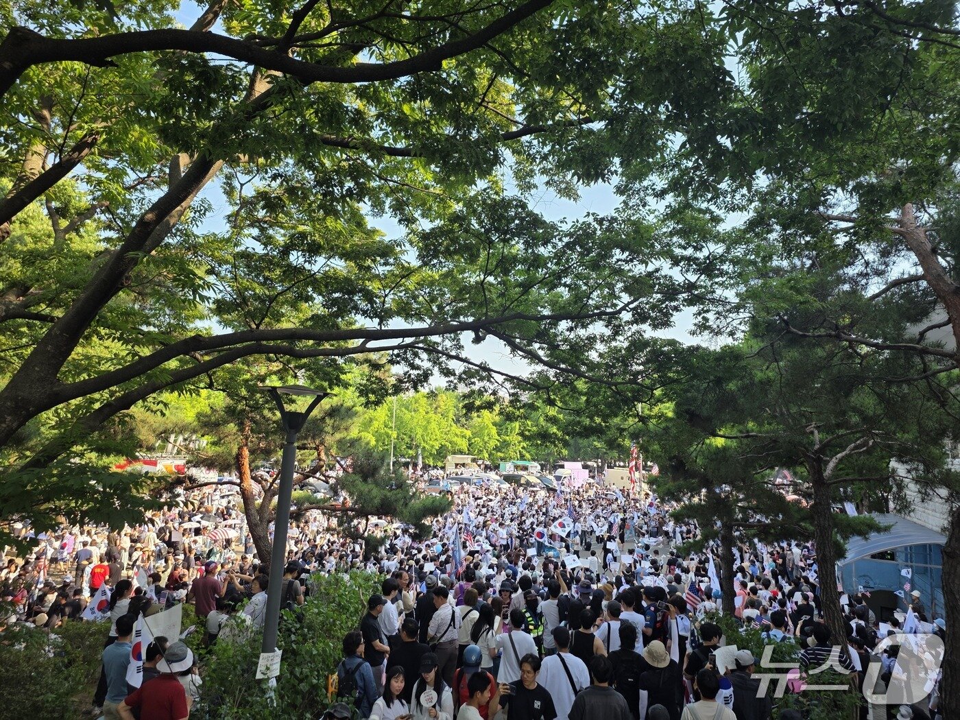 본문 이미지 - 제9회 전국동시지방선거(6·3 지방선거) '투표용지 부족 사태'로 촉발된 서울 잠실 개표소 봉쇄 시위가 두 번째 주말을 맞은 13일에도 이어지고 있다. (독자 제공. 재판매 및 DB 금지) 2026.6.13/뉴스1 
