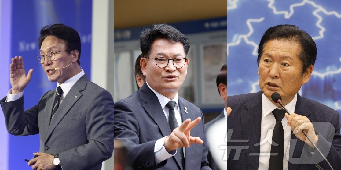 본문 이미지 - 광주를 방문한 더불어민주당 당권주자들. 6일 뉴호남포럼에서 기조연설하는 김민석 국무총리, 7일 5·18묘역 참배하는 송영길 의원, 12일 광주 현장최고위를 진행한 정청래 대표.(김태성기자·국무총리실 제공. 재배포 및 DB 금지) 2026.6.14 ⓒ 뉴스1