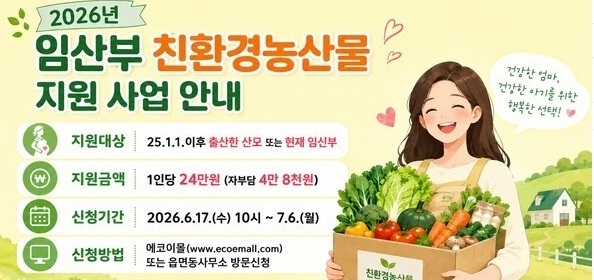 제천시 '임산부 친환경 농산물 지원사업' 17일부터 신청접수