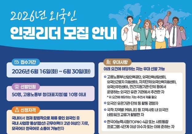 "혼자 참지 마세요"…이주노동자 권리 지킬 외국인 인권리더 50명 선발
