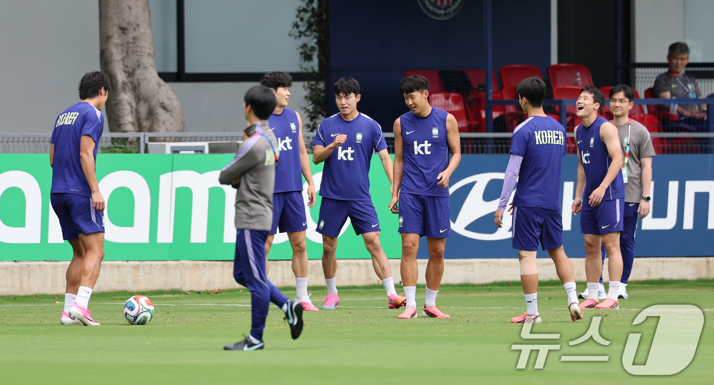 (과달라하라(멕시코)=뉴스1) 임세영 기자 = 2026 북중미 월드컵에 출전하는 대한민국 축구 국가대표팀 선수들이 15일(현지시간) 멕시코 과달라하라 인근 사포판에 위치한 베이스캠 …