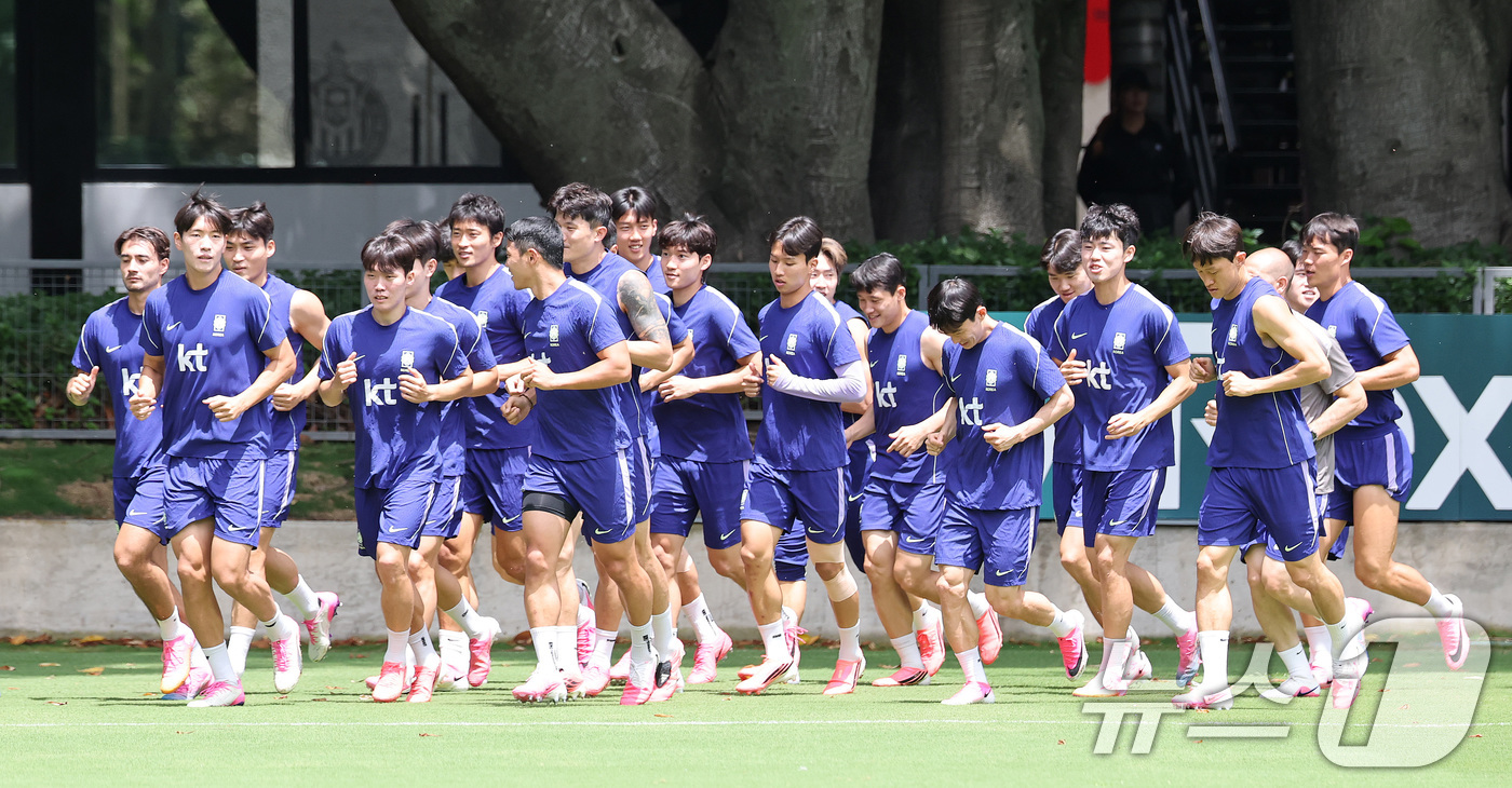 (과달라하라(멕시코)=뉴스1) 임세영 기자 = 2026 북중미 월드컵에 출전하는 대한민국 축구 국가대표팀 선수들이 15일(현지시간) 멕시코 과달라하라 인근 사포판에 위치한 베이스캠 …