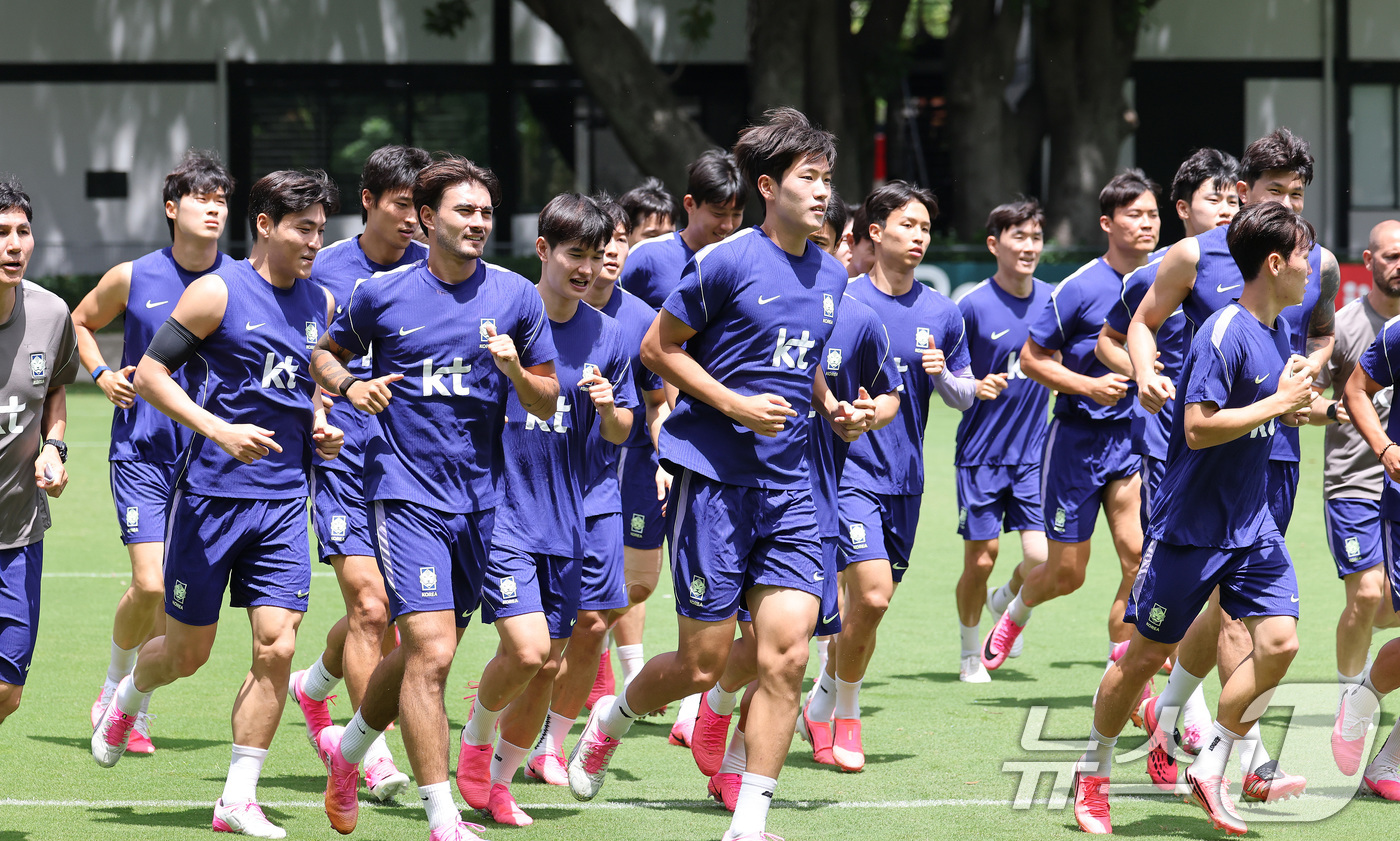 (과달라하라(멕시코)=뉴스1) 임세영 기자 = 2026 북중미 월드컵에 출전하는 대한민국 축구 국가대표팀 선수들이 15일(현지시간) 멕시코 과달라하라 인근 사포판에 위치한 베이스캠 …