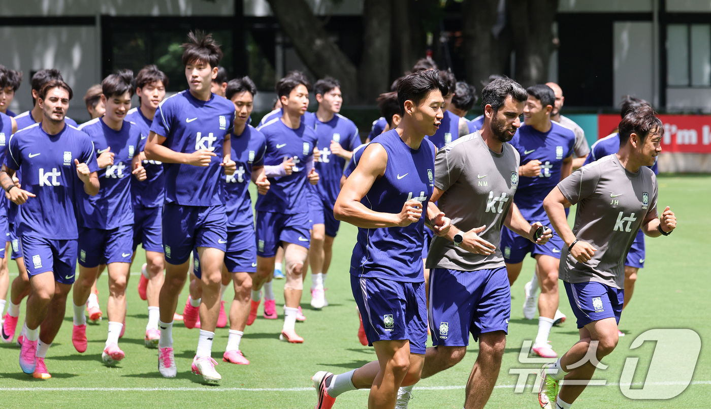 (과달라하라(멕시코)=뉴스1) 임세영 기자 = 2026 북중미 월드컵에 출전하는 대한민국 축구 국가대표팀 선수들이 15일(현지시간) 멕시코 과달라하라 인근 사포판에 위치한 베이스캠 …