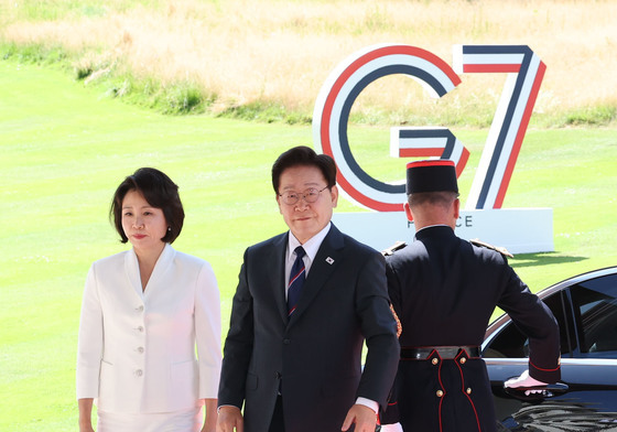 G7 정상회의 행사장 도착하는 이재명 대통령