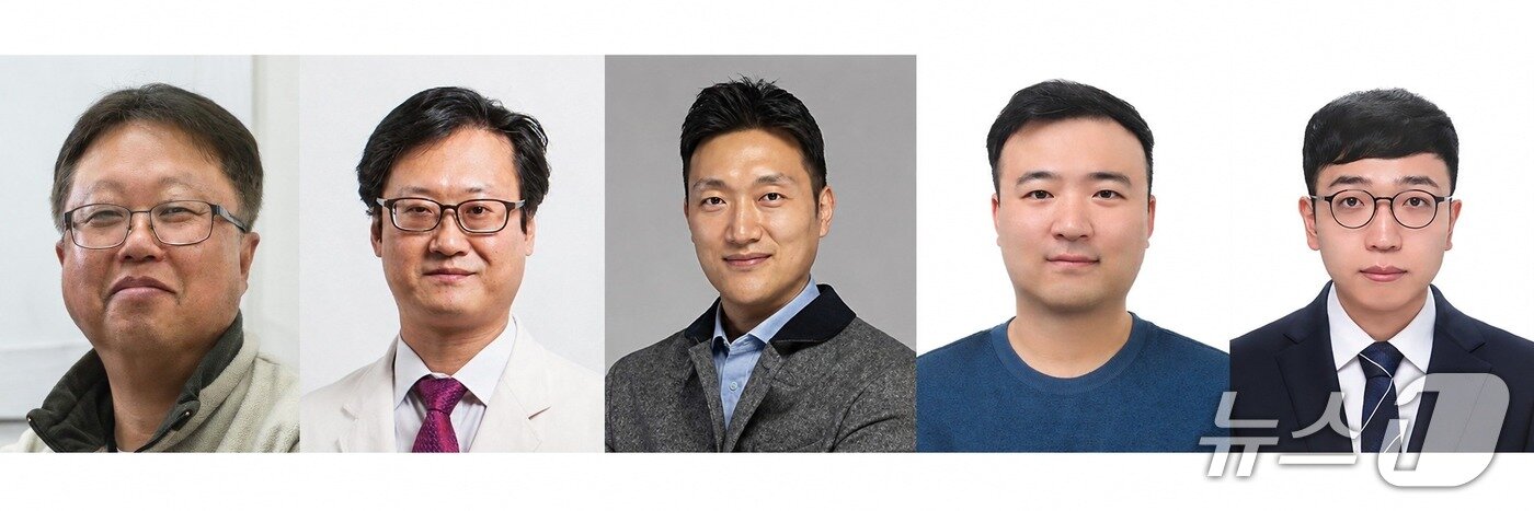 본문 이미지 - UNIST 김홍태교수, 서울삼성병원 유건희 교수, 부산대의대 김윤학 교수, 황원찬 UNIST 박사, 박기범 UNIST 박사.(UNIST 제공. 재판매 및 DB금지)/뉴스1