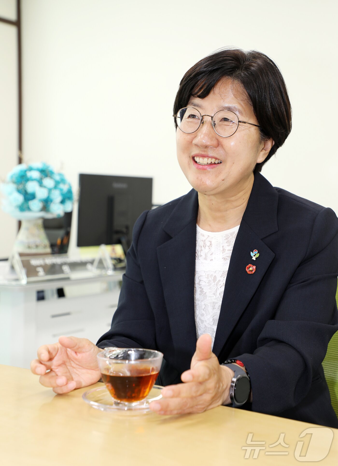 본문 이미지 - 뉴스1 제주본부와 인터뷰하는 고의숙 제주특별자치도교육감 당선인. ⓒ 뉴스1 오미란 기자