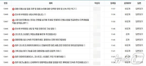 본문 이미지 - 청주시청 홈페이지.(청주시청 홈페이지 캡쳐. 재판매 및 DB금지)/뉴스1