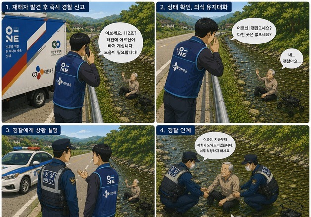 "도와달라"…짧은 외침에 멈춘 CJ 택배차, 소중한 생명 구해