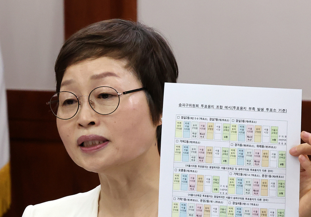 송파구위원회 투표용지 조합 예시 공개하는 조현욱 위원장