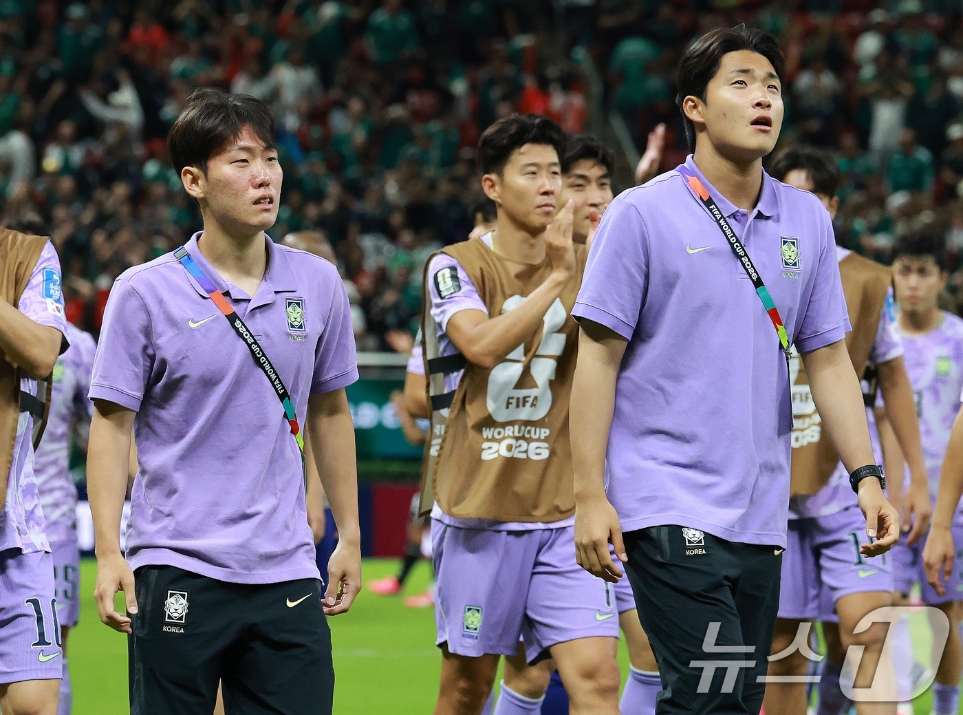 (과달라하라(멕시코)=뉴스1) 임세영 기자 = 한국 축구 국가대표팀의 훈련 파트너 강상윤(전북)과 윤기욱(서울)이 18일(현지시간) 멕시코 과달라하라 스타디움에서 열린 2026 북 …