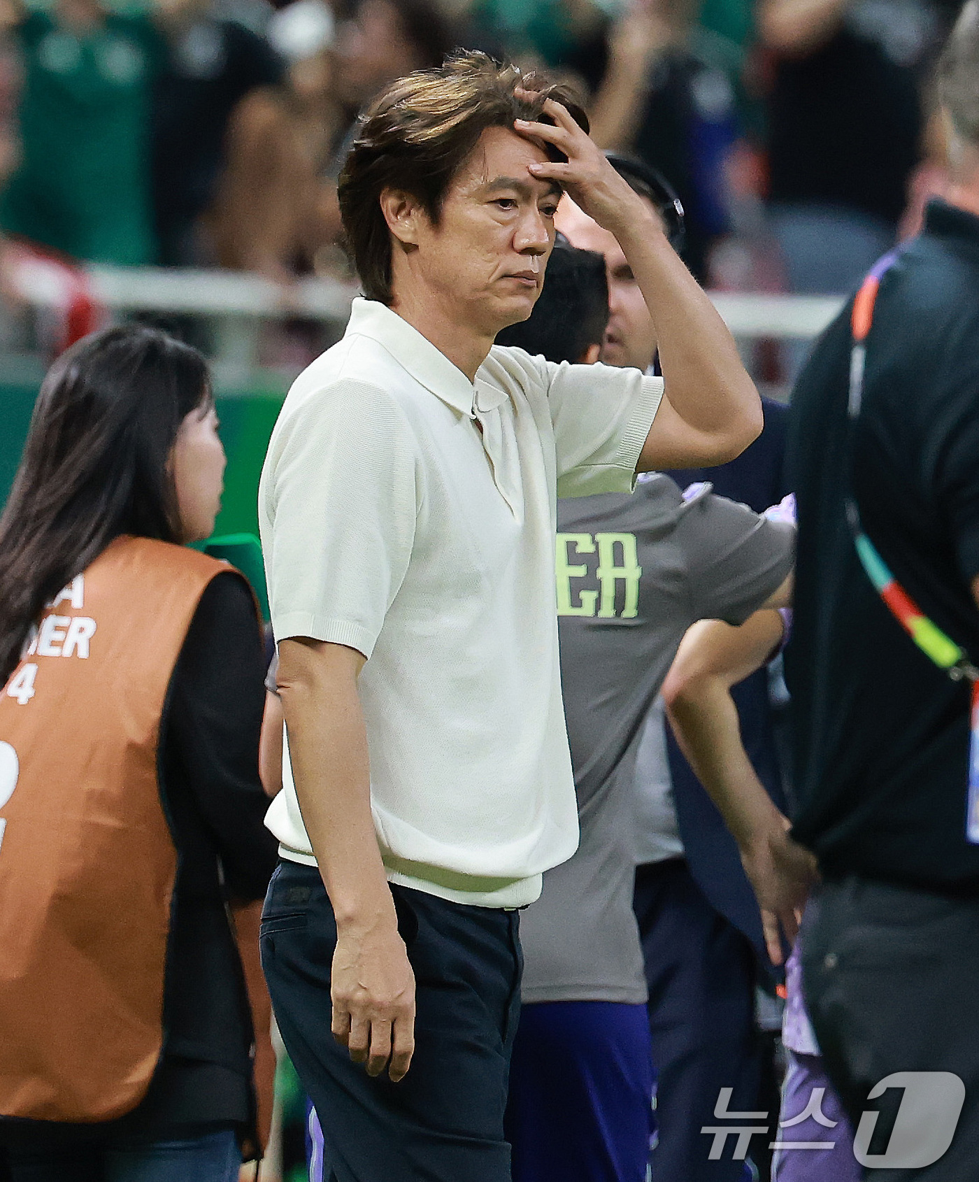 (과달라하라(멕시코)=뉴스1) 임세영 기자 = 홍명보 대한민국 축구국가대표팀 감독이 18일(현지시간) 멕시코 할리스코주 사포판 과달라하라 스타디움에서 열린 2026 북중미 월드컵 …