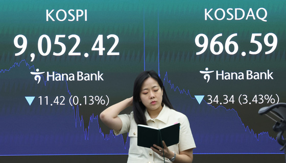 코스피, 소폭 하락 9천선 턱걸이…코스닥 1,000선 밑으로