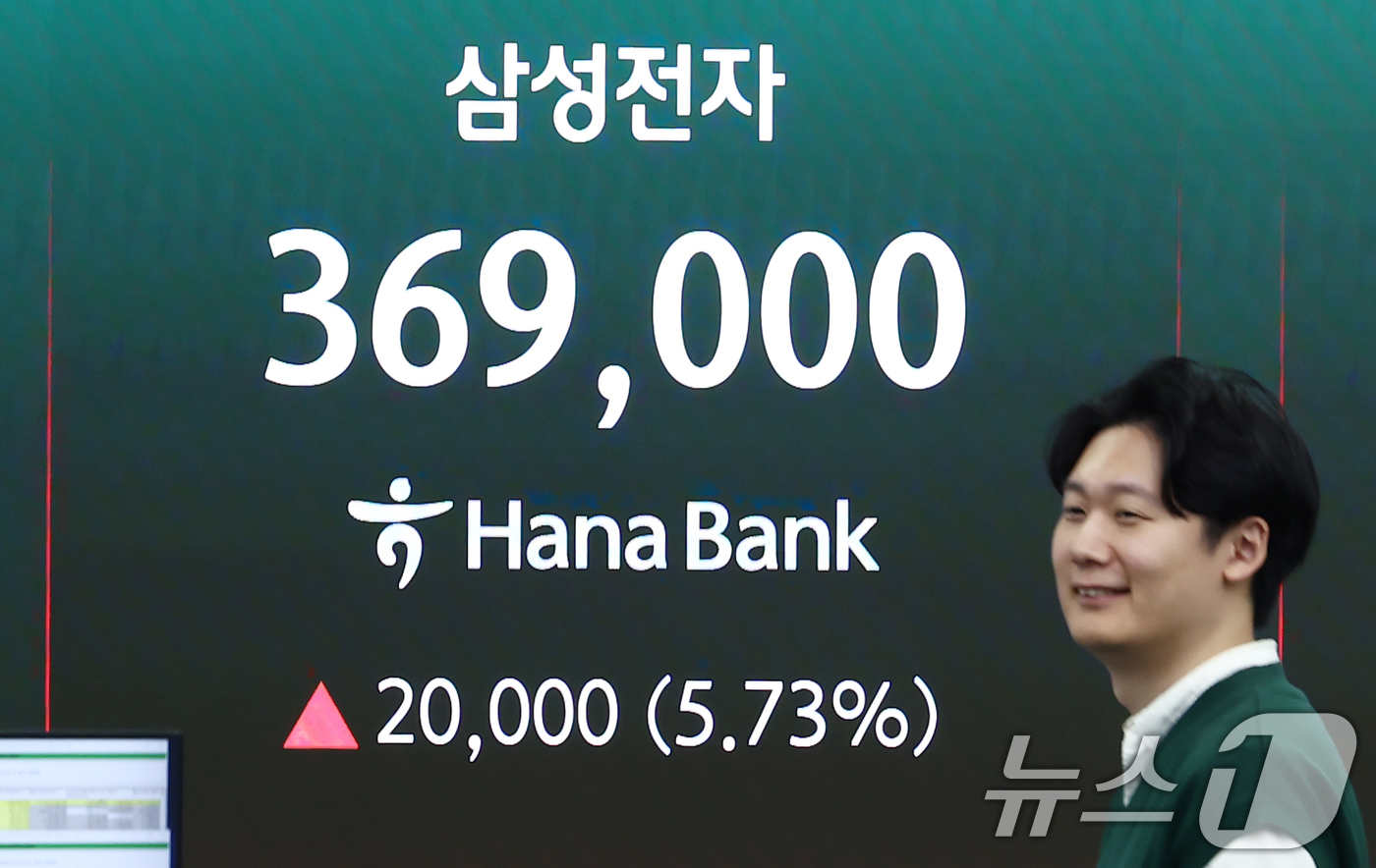 (서울=뉴스1) 김민지 기자 = 코스피가 전 거래일(8788.38)보다 94.81포인트(1.08%) 상승한 8883.19에 출발한 2일 오전 서울 중구 하나은행 본점 딜링룸 전광판 …