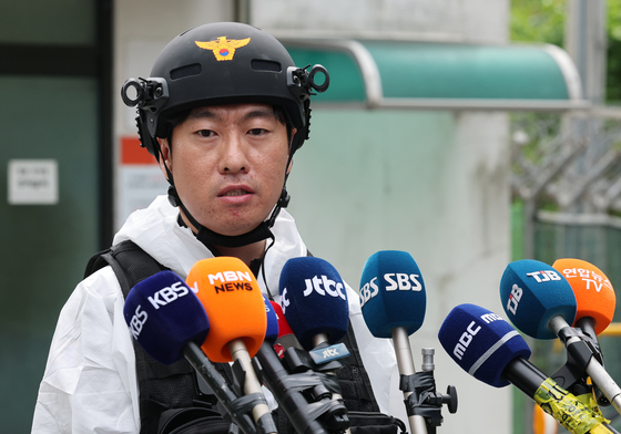 합동감식 브리핑하는 유승식 과학수사계장