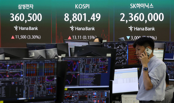 코스피, 극심한 변동성 뚫고 8800선 마감