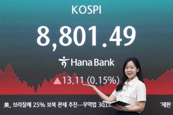코스피, 8800선 돌파하며 최고치 경신