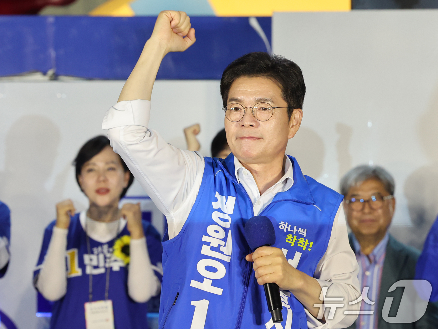 (서울=뉴스1) 황기선 기자 = 정원오 더불어민주당 서울시장 후보가 2일 오후 서울 청계광장에서 열린 파이널 유세에서 지지를 호소하고 있다. 2026.6.2/뉴스1
