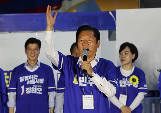 정원오 후보 지지호소하는 정청래 대표
