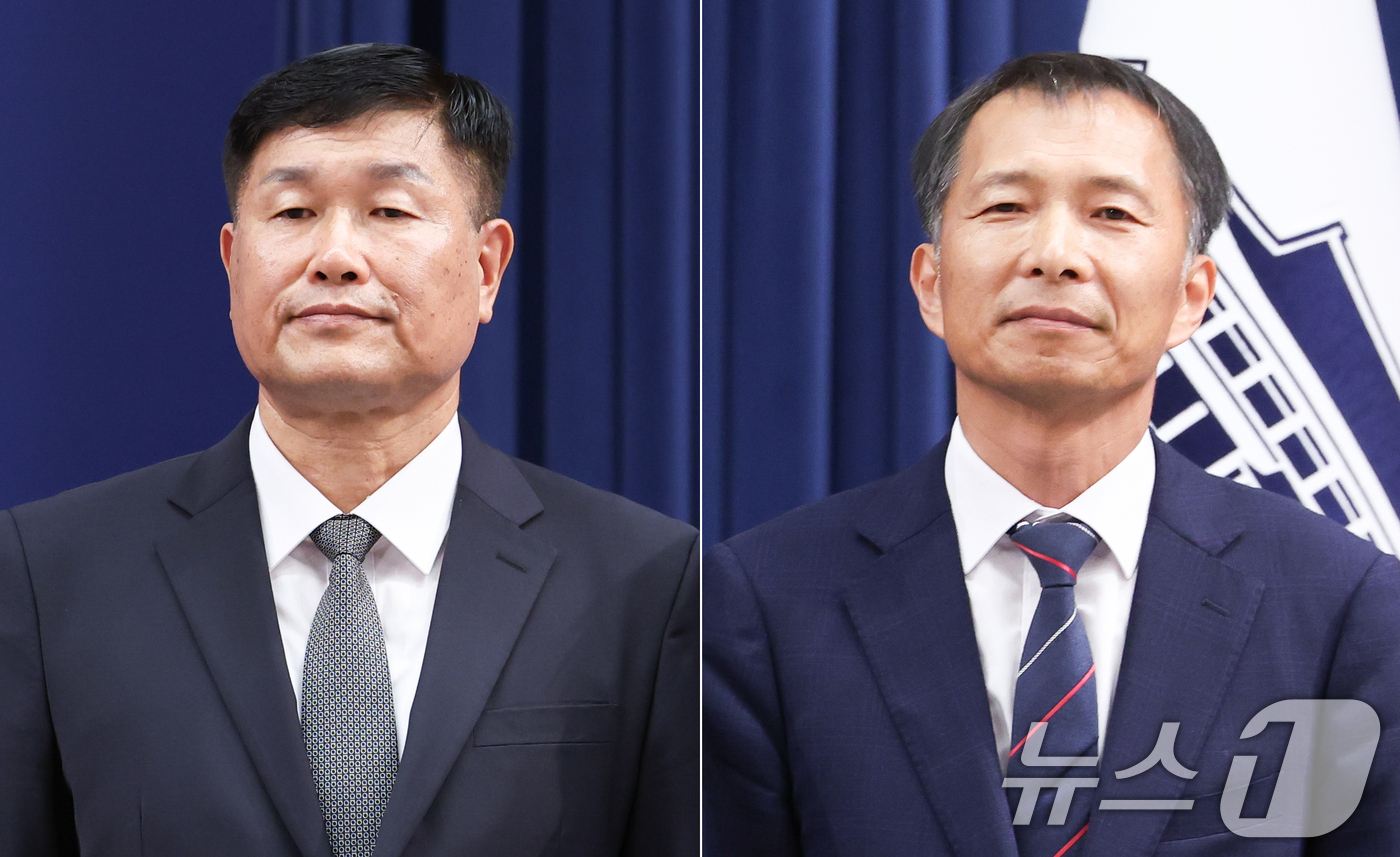 (서울=뉴스1) 허경 기자 = 이재명 대통령은 21일 국국가안보실 제1차장과 3차장엔 강건작 미래국방전략위원회 위원과 송기호 안보실 경제안보비서관을 발탁했다. 사진은 이날 인선 발 …