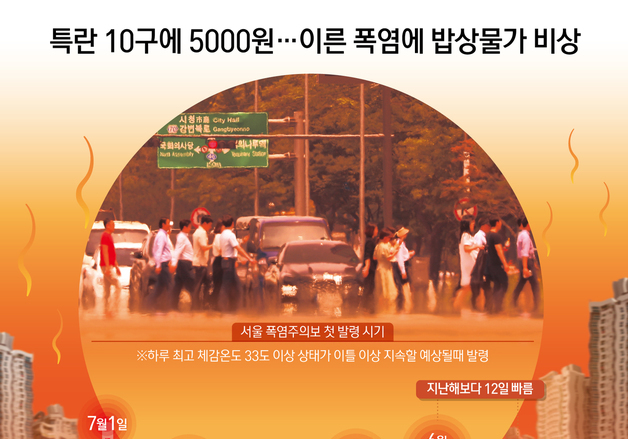 [오늘의 그래픽] 특란 10구에 5000원…이른 폭염에 밥상물가 비상