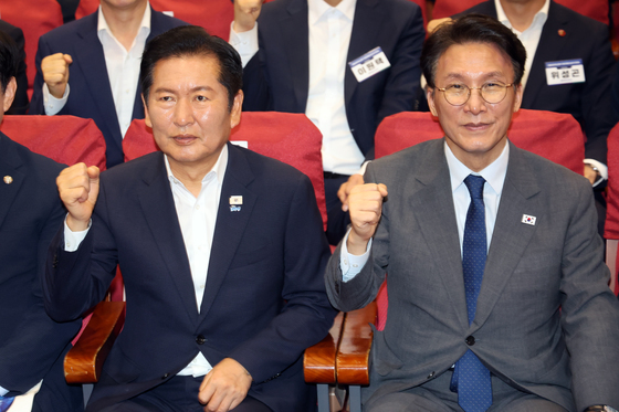 파이팅 외치는 김민석·정청래