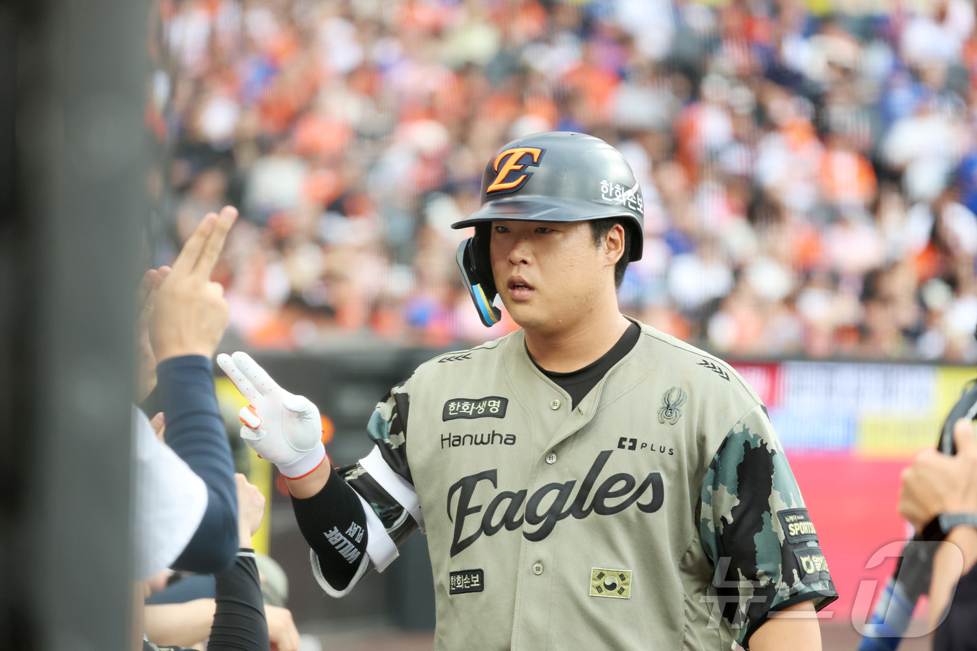 (대전=뉴스1) 김기남 기자 = 21일 대전 한화생명볼파크에서 열린 2026 신한 SOL KBO리그 삼성 라이온즈와 한화 이글스의 경기에서 한화 강백호가 4회말 솔로 홈런을 치며 …