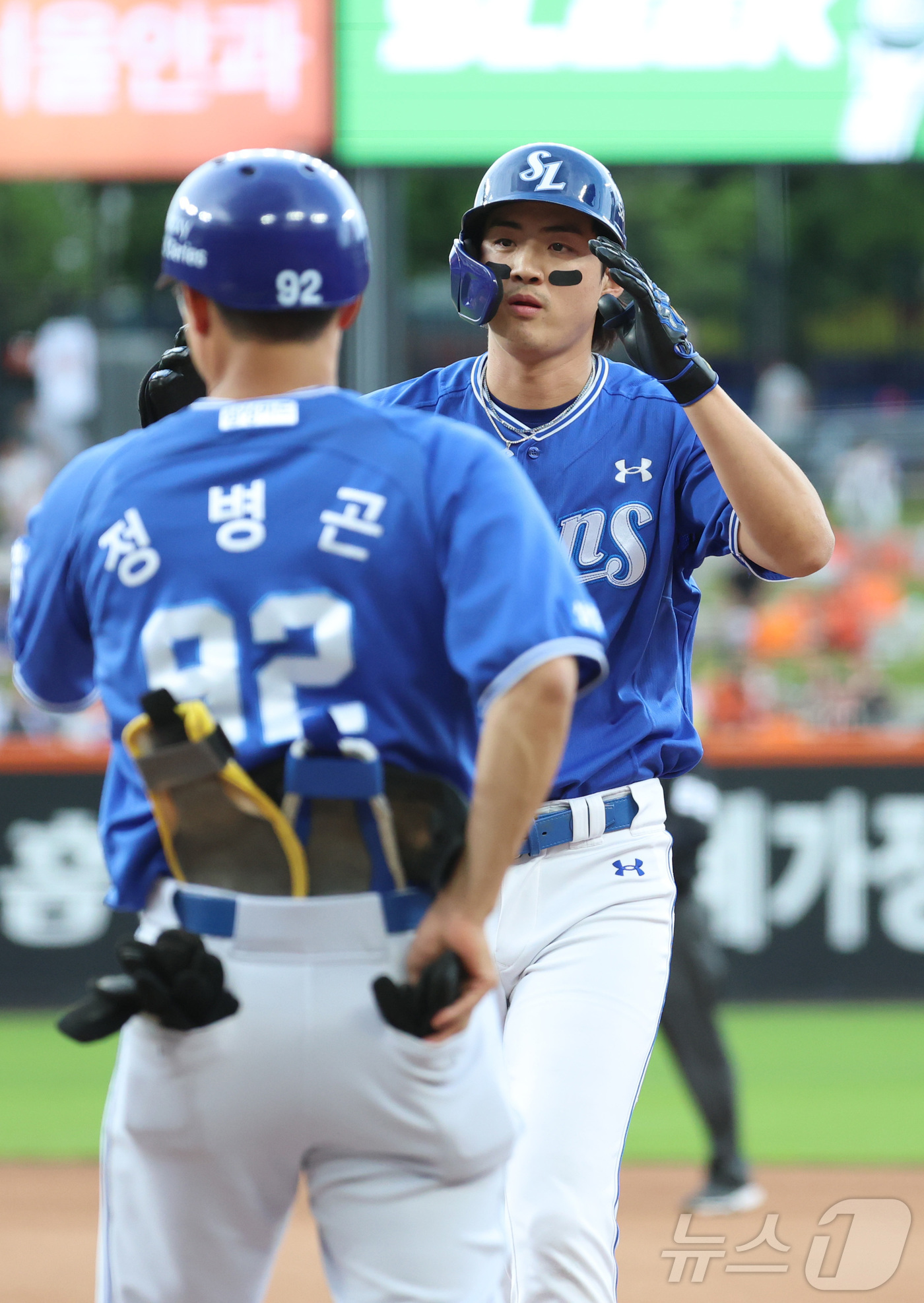 (대전=뉴스1) 김기남 기자 = 21일 대전 한화생명볼파크에서 열린 2026 신한 SOL KBO리그 삼성 라이온즈와 한화 이글스의 경기에서 삼성 구자욱이 6회초 연타석 안타를 치고 …