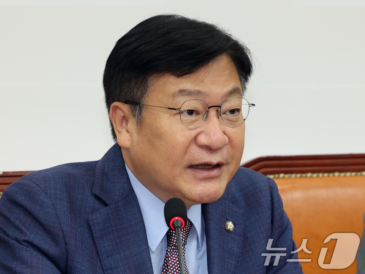 (서울=뉴스1) 황기선 기자 = 정점식 국민의힘 원내대표가 22일 오전 서울 여의도 국회에서 열린 최고위원회의에서 모두발언을 하고 있다. 2026.6.22/뉴스1