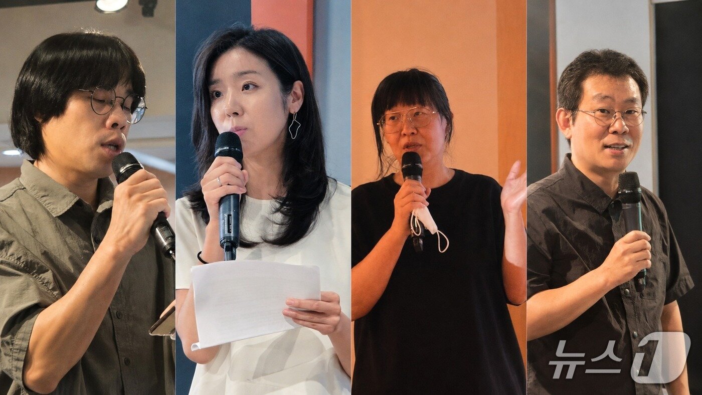 본문 이미지 - 지난 22일 서울 대학로 씨어터광장에서 열린 포럼 '리더 없는 타운홀 미팅'에서 공연예술인들은 공연예술인들은 국제교류의 연속성, 독립 매체의 존립, 지역축제의 자율성, 공공기관의 성과평가 방식까지 예술 현장의 문제가 공공예술기관 리더십과 맞닿아 있다고 지적했다.