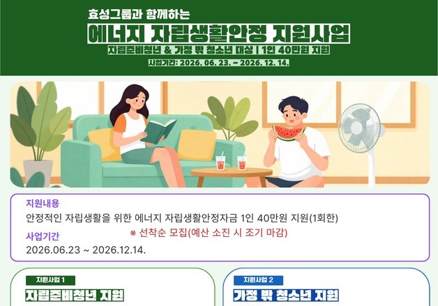 LH, 자립준비청년·가정 밖 청소년에 에너지비용 40만원 지원