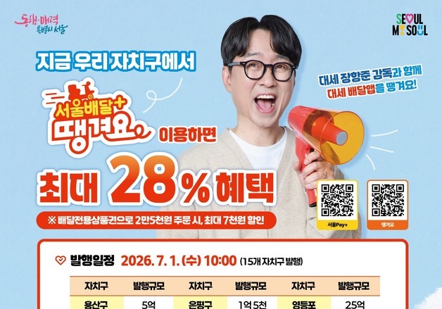"최대 28% 할인"…서울시, 내달 1일 배달상품권 109억 발행