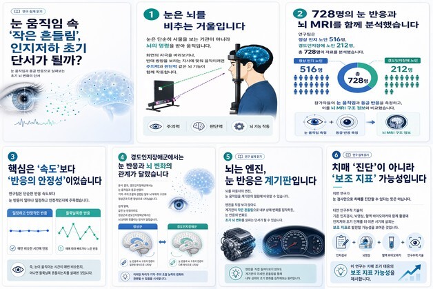 "안구운동·동공 반응, 알츠하이머 관련 뇌 구조 변화 연관"