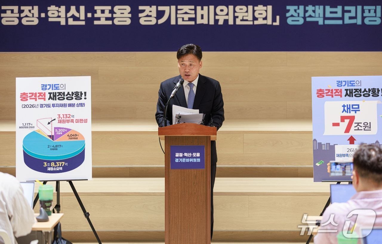 본문 이미지 - 김영진 공정·혁신·포용 경기준비위원회 부위원장이 22일 경기도 재정관련 브리핑을 하고 있다.(경기준비위 제공. 재판매 및 DB금지)