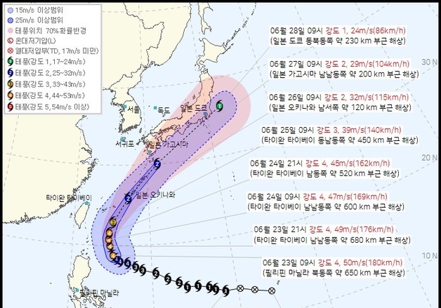 日, 더블 태풍 북상에 긴장 고조…장마전선까지 겹쳐 폭우 예상