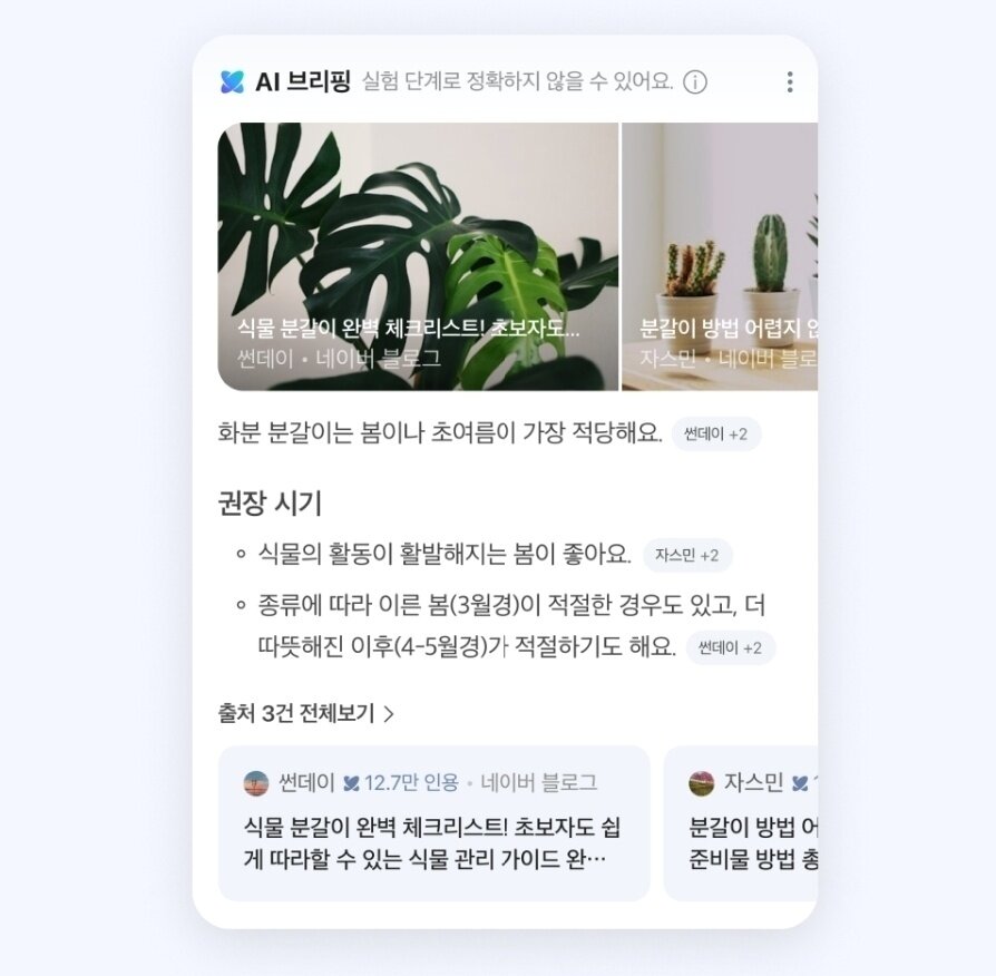 본문 이미지 - 네이버 메이트 창작자의 AI 브리핑 답변 인용 예시 (네이버 제공)